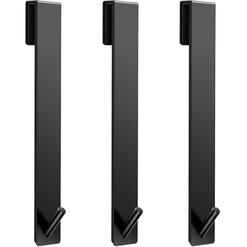 Kontoyo Shower Door Hooks(10 Inch),Extended Over Door Hooks for Bathroom Frameless Glass Shower Door,Stainless Steel Towel Hooks,Heavy Duty Rack Hooks for Robe,Towel-3 Pack-Black - color: Black, size: 10IN-3 PACK