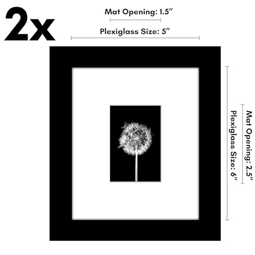 Americanflat 5x6 Picture Frame 2-Pack - Matted to 2x3 - Black | Slim Molding construction, Polished plexiglass front, wall or tabletop display with included easel, triangle hangers included - color: Black, size: 5x6