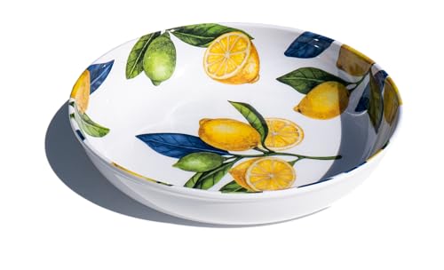 Lemon Orchard 8.8'' Durable NewWave Melamine Low Bowls, Premium Microwave- and Dishwasher-Safe Indoor/Outdoor Dinnerware for Pasta, Cereal, Veggies, Salad - 45 oz - Yellow - Set of 6 - size: Low Bowl