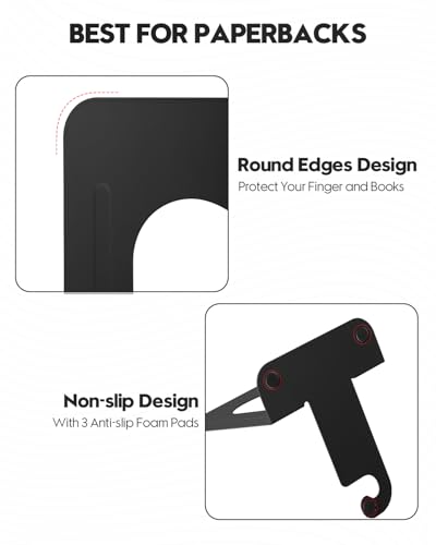 Honagu Bookends, Metal Book Ends, Bookends for Shelves, Book Holder Stopper for Heavy Books, /CDs/DVDs (1 Pairs/2 Pieces, Black) - color: Black