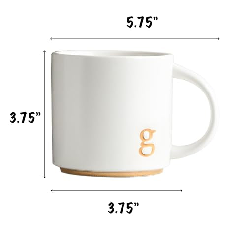 COLLECTIVE HOME Ceramic Coffee Mug, 15 oz Monogram Cup with Gift Box(g) | Dishwasher Safe, Engraved Gold Letter , Personalized Housewarming Birthday Present, Christmas Thanksgiving Mothers Day Gifts - color: gold-g