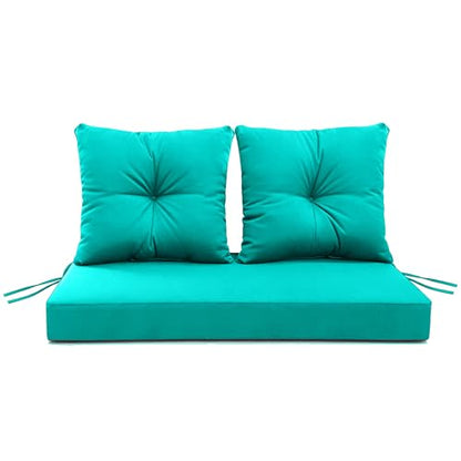 ARTPLAN Loveseat Patio Deep Seat Cushions 46"x24"x5" Bench Pad,Lake Blue | High-density foam fill, solution-dyed UV water repellent fabric, zipper removable cover fits patio swing & bench furniture - color: Aqua