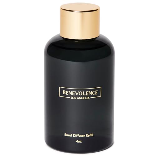 Benevolence LA Bergamot & Jasmine Reed Diffuser Oil Refill – 4 oz Long-Lasting Essential Oil Refill for Home Fragrance Diffusers – Compatible with Benevolence LA Black Reed Diffusers - size: 4.00 oz