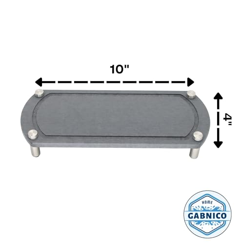 Home Sink Caddy - Water Absorbing Stone Tray for Sink - Stainless Steel Feet - Fast-Drying Stone Sink Tray for Kitchen Counter (Grey, 10"X4")