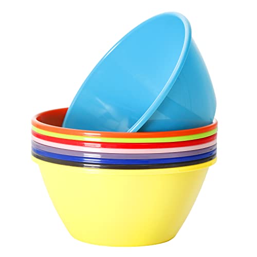 Youngever 9 inch 80 Ounce Plastic Mixing and Serving Bowls, Popcorn Bowls, Salad Bowls, Chip and Dip Serving Bowls, Set of 9 (Rainbow Color) - color: Rainbow