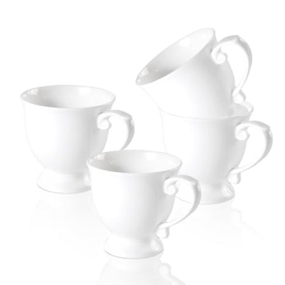 18 Oz Fine Bone China Coffee Mugs Set of 4 | Elegant Royal Goblet Coffee Cups with Handles, Large Tea Mugs for Latte, Cappuccino, Hot Beverages, Housewarming Wedding Gift - color: 4Pcs Goblet Style