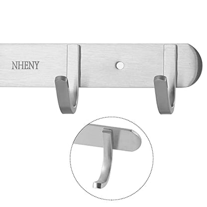 Coat Hook Wall Mount - Towel Hook Rack with 4 Hooks 11-inch Hanger for Hanging Clothes, Bags, Keys, Easy to Install Rail for Bedroom, Bathroom, Entryway, Door, 304 Stainless Steel Brushed Nickel - size: 4S hooks
