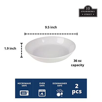 Double Line 9.5"/36 oz Dinner Bowl, Set of 2, White - color: White, size: Dinner Bowl