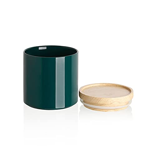 Sweejar Kitchen Canisters Ceramic Food Storage Jar, Stackable Containers with Airtight Seal Wooden Lid for Serving Coffee Bean, Flour, Tea, Spice and More - 39 Fl Oz (Jade) - color: Jade, size: 39 Fl Oz (5.2"x5.5")
