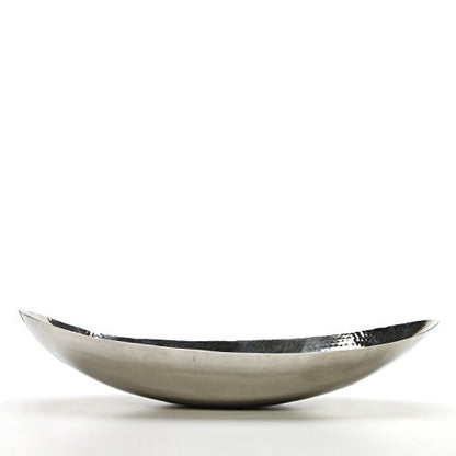 Hosley Hammered Stainless Steel Oval Bowl – 13.5” Decorative Centerpiece for Candles, Orbs, Potpourri & Table Styling | Modern Home & Event Décor - size: 13.5" Long x 1 count