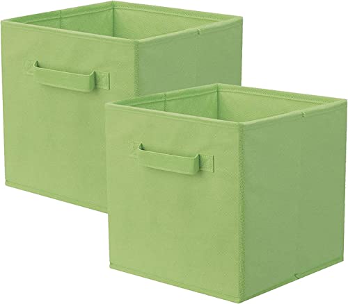 ShellKingdom Storage Bins, Foldable Fabric Storage Cubes And Cloth Storage | Storage Organizer For Closet And Toys, 10.5x10.5x11 INCH, 2 Pack (Green) - color: Green, size: 2