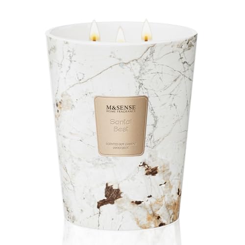 M&SENSE Extra Large Candle 35oz 150H Santal Scented 3-Wick Highly Scented Jar Candles, XL Candle for Home Decor, Long Lasting Aromatherapy Candle for Stress Relief, Meditation - color: Santal, size: Large