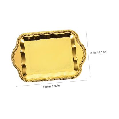 Antique Floral Engraved Serving Tray Rectangular Metal Platter for Beverages and Desserts Elegant Buffet and Wedding Decor Reflective Finish for Stunning Presentation
