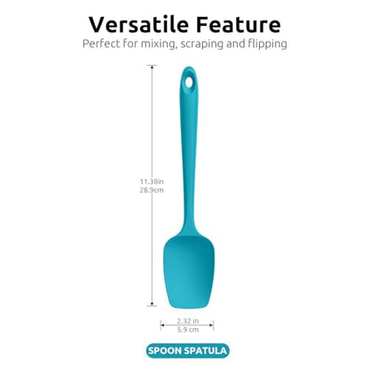 U-Taste 480ºF Heat Resistant Food Grade Silicone Spoon Spatula Set of 3 (Multicolor), and 480℉ Heat-Resistant Food-Grade Non-Stick Firm Cooking Tong 9 inch (Aqua Sky)