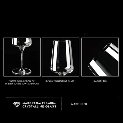 Krosno White Wine Glasses Set of 4, 13.5 oz, Infinity Collection | Wine Tumbler with Stem, Lead-Free Crystal Glassware, Drinking Glasses, Elegant Cups, Home & Restaurant, Dishwasher Safe - size: White Wine 13.52 oz Set of 4