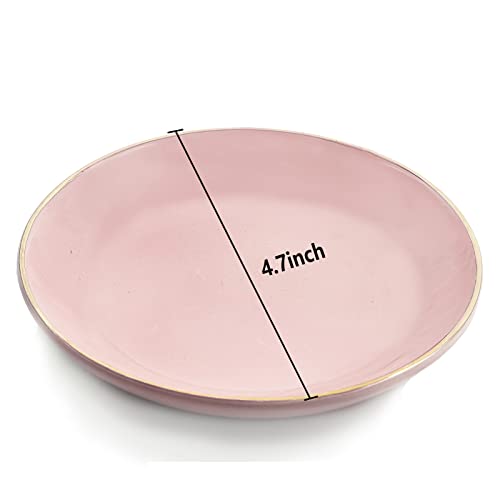 HANKOR 4.75" Ceramic Jewelry Tray, Small Ring Dish Holder Trinket Tray, Catch All Trays for Ring Earring Necklace Key, Christmas Gifts for Women Girls, Pink - color: Pink