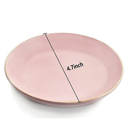 HANKOR 4.75" Ceramic Jewelry Tray, Small Ring Dish Holder Trinket Tray, Catch All Trays for Ring Earring Necklace Key, Christmas Gifts for Women Girls, Pink - color: Pink