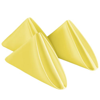 VidaFete Yellow Cloth Napkin, 17 x 17 Inch Polyester Napkins Set of 12 | Polyester Napkins Cloth Reusable & Wrinkle-Resistant Dinner Napkins for Weddings, Banquets, Parties, Hotels and Restaurants - color: Yellow, size: 17" x 17" (Set of 12)