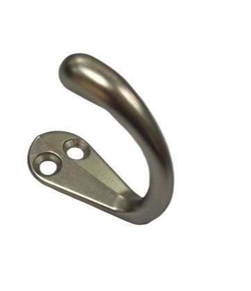 Premium Quality Single Prong Robe Hook Hanger, Zinc Die Cast, Matte Nickel, Made in Taiwan, 6 Pack - color: Matte Nickel, size: 6 Pack