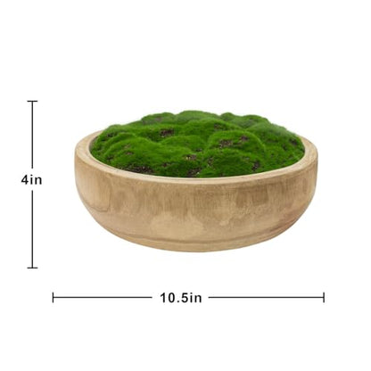 NAHARO Moss Wood Bowl, Natural Round Decorative Dough Bowl, Artificial Moss Centerpiece for Wedding Table, Home Decoration, Living Room, Office, No Maintenance