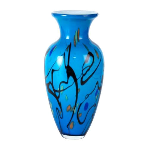 KAMMAK Colored Glass Vase, Beautiful Hand Blown Decorative Vase, Modern Art Vase for Flower Mantle Dining Table Centerpiece, Entryway Living Room Wedding Decoration, 8HPFH02024 - style: 8HPFH02024