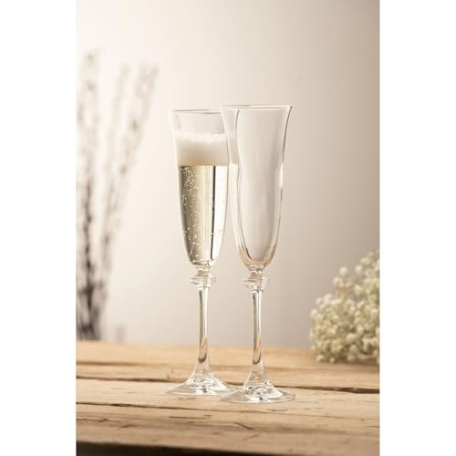 Galway Crystal Liberty Flute Pair, Tall Champagne Glasses Set of 2 Clear, 10.2-Inch H x 2.6-Inch W Wedding Toast Stemware