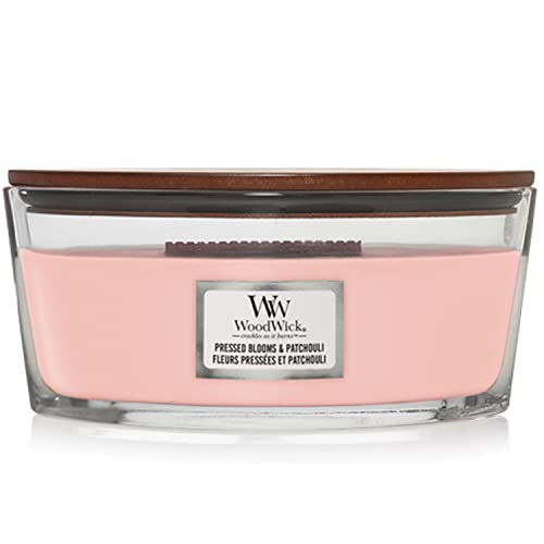 WoodWick Ellipse Scented Candle with Crackling Wick | Pressed Blooms & Patchouli | Up to 50 Hours Burn Time - color: Pressed Blooms, style: ELLIPSE