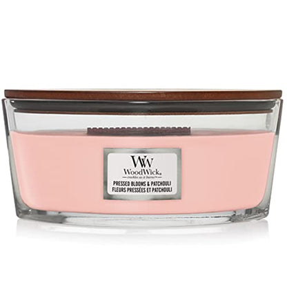 WoodWick Ellipse Scented Candle with Crackling Wick | Pressed Blooms & Patchouli | Up to 50 Hours Burn Time - color: Pressed Blooms, style: ELLIPSE