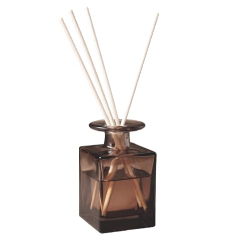 150ml/5oz Glass Square Wide Mouth Diffuser Bottle Empty Refillable Essential Oil Jar Perfume Container Home Fragrance Scented Oils Holder for Bathroom Décor (Amber) - color: Amber