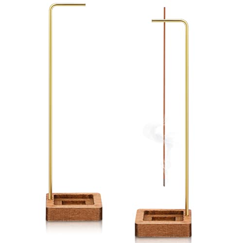 Treela 2 Sets Incense Holder for Sticks, Wooden Modern Upside Down Insence Stick Holder Burner Ash Catcher Handmade Round Tray Stand with Mat for Home Office Table Decor Yoga Spa Mediation Zen