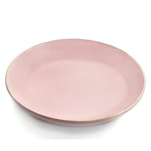 HANKOR 4.75" Ceramic Jewelry Tray, Small Ring Dish Holder Trinket Tray, Catch All Trays for Ring Earring Necklace Key, Christmas Gifts for Women Girls, Pink - color: Pink