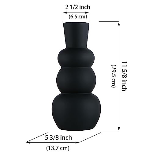 Black Ceramic Vase, Modern Matte Clay - color: F-black Tall Vase