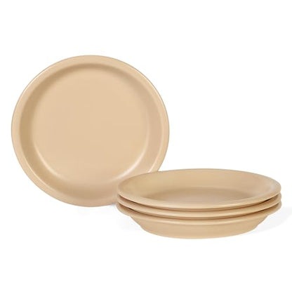 GZG 8 Inch Ceramic Dinner Salad Plates, Warm Sand, Set of 4 | Rustic Matte Glaze Stoneware, Microwave & Dishwasher Safe, For Salad, Dessert, Appetizer, Everyday Use - color: Warm Sand, size: 4 pcs Salad Plate Set