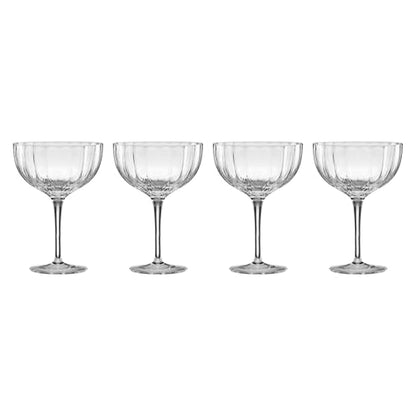 Lenox Curva Coupe Cocktail Glasses, Set of 4 | mouth-blown glass, dishwasher safe | 10oz capacity | elegant vintage-inspired cocktail glasses gift | 6 inch