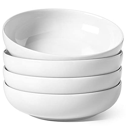 LE TAUCI Pasta Bowls 45 oz, Salad Bowls Set for Serving Soup, Pasta, Noodle, Dinner, Large Kitchen Bowl Plates, Microwave Safe - 8.5 Inch, Set of 4, White - color: White, size: 45 ounces