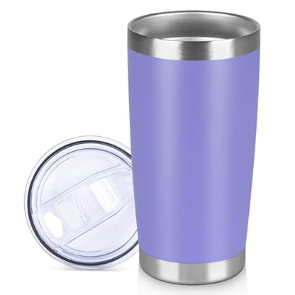 20 oz Tumbler Stainless Steel Tumblers Bulk with Lid Double Wall Insulated Coffee Tumbler Cups for Hot & Cold Drinks Powder Coated Travel Coffee Tumbler Mug Metal (Lavender, 1 pack) - color: Lavender, size: 20 Ounces