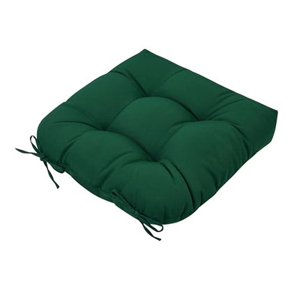 Magpie Fabrics Outdoor Tufted Seat Cushion 19"x19" Set of 2 (Dark Green) | Waterproof Patio Chair Pads with ties Tatami Floor Pillow for Room Garden Balcony Office - color: Dark Green