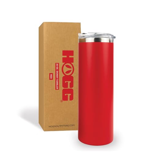 Hogg 20 oz Skinny - Red, Powder Coated Tumblers for Laser Engraving, Engravable Tumblers Bulk, Stainless Steel Cups Bulk, Insulated Cups with Lids - color: Red