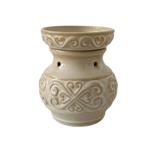 Hosley 5 High Cream Ceramic Electric Warmer. Ideal Gift for Wedding Spa Aromatherapy. Use with Wax Melts Cubes and Fragrance Oils. - color: Cream