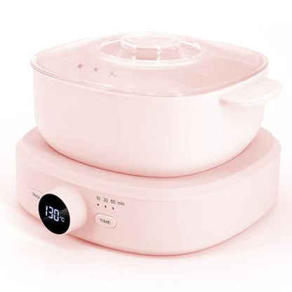 Digital Hair Removal Wax Warmer, Adjustable Temperature Waxing Machine for Women Hair Removal, Face, Bikini, Legs and Body, with Silicone Wax Pot Liner (Pink) - color: Pink