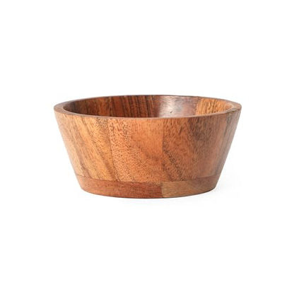 Acacia Wood Round Serving Bowls Set of 4 V Shape Handmade 4.33 Inch Medium Size Brown - size: 4 V Shape Bowls of 4.33-Inch