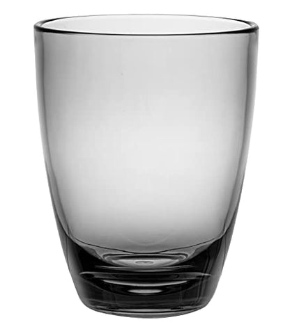 KLIFA- ETON- 15.2 ounce, Set of 6, Acrylic Drinking Glasses Set, BPA-Free Tumblers, Stackable Plastic Drinkware, Dishwasher Safe Cups, Gray-Black - color: Gray/Black, style: 15.2 ounces, Set of 6