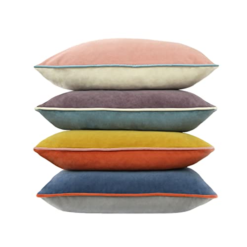 Velvet Throw Pillow Covers 16x16 Inch Set of 4 Decorative Velour Pillowcases Double-Colored Cushion Covers for Sofa Couch,Warm-Edge - color: Warm, size: 16" x 16" (Pack of 4)