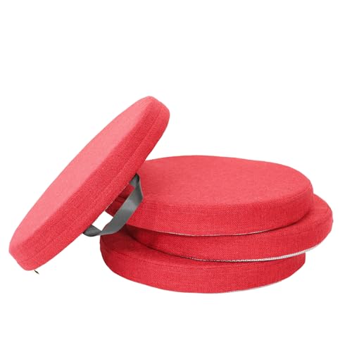 4PCS Floor Cushion | Floor Round Seat Cushions | 16''x2'' Chair Cushion with Removable Cover and Handle for Indoor Furniture (Burgundy) - color: Burgundy