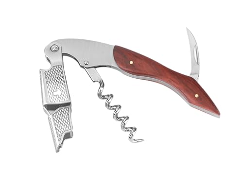 ELEGANTZ Wine Bottle Opener Set – Premium Corkscrew with Foil Cutter & Beer Bottle Opener – Ergonomic Wooden Handle for Smooth Cork Removal – Sommelier Accessories Gift for Wine Lovers - color: Red Pear Wood