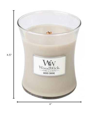 WoodWick Wood Smoke Hourglass Candle 9.7 oz. Medium Fall Candle with Crackling Wick for Smooth Burn Aromatherapy Soy Wax Blend - color: Wood Smoke, size: 9.7oz