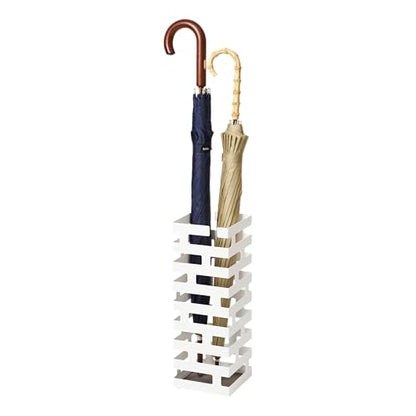 YAMAZAKI Home Brick Umbrella Stand - Storage for Umbrellas & Walking Canes - Square - Steel - Holds 4 Umbrellas - color: White, style: Modern