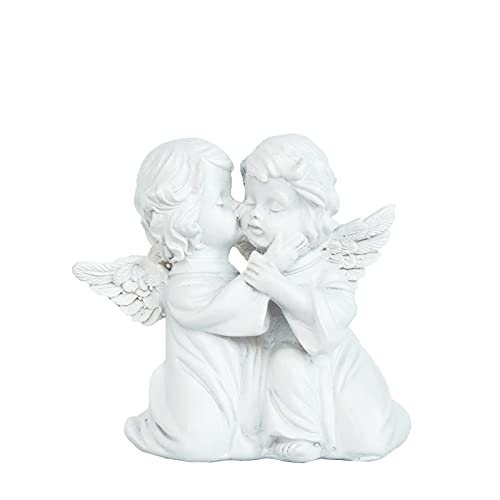 Asng Cherubs Angels Resin Garden Statue Figurine, Adorable Angel Sculpture Memorial Statue, Indoor Outdoor Home Garden Decoration (Kiss Cherub-Right) - size: Kiss Cherub-right