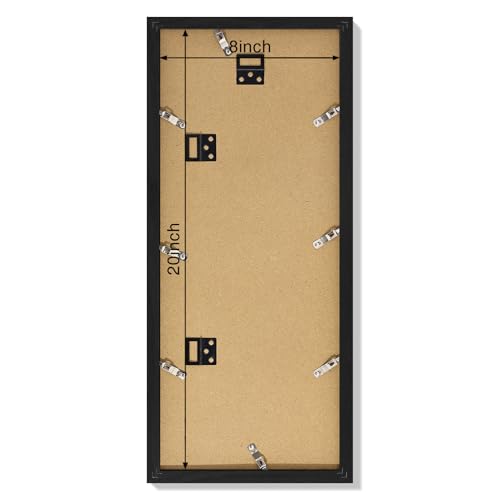 Vittanly 8x20 Collage Picture Frame, Displays 4Pcs 4x6 Pictures with Mat or 1Pcs 8x20 without Mat, Picture Frames Collage Wall Decor for Horizontal or Vertical Display, Black, 1 Pack | Displays 4Pcs 4x6 Pictures with Mat or 1Pc 8x20 without Mat, Picture F