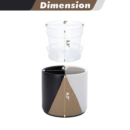 D'vine Dev 2-Pack Cachepot with Clear Pot, 4.5 in, Midnight Mesa, 93-V-B-2 | Dual-Pot System, Root Visibility, Bottom Watering Support, Enhanced Drainage, Artistic Stoneware Design, Easy Plant Care - color: Midnight Mesa, size: 4.5” Cachepot + 4“ Clear Gr